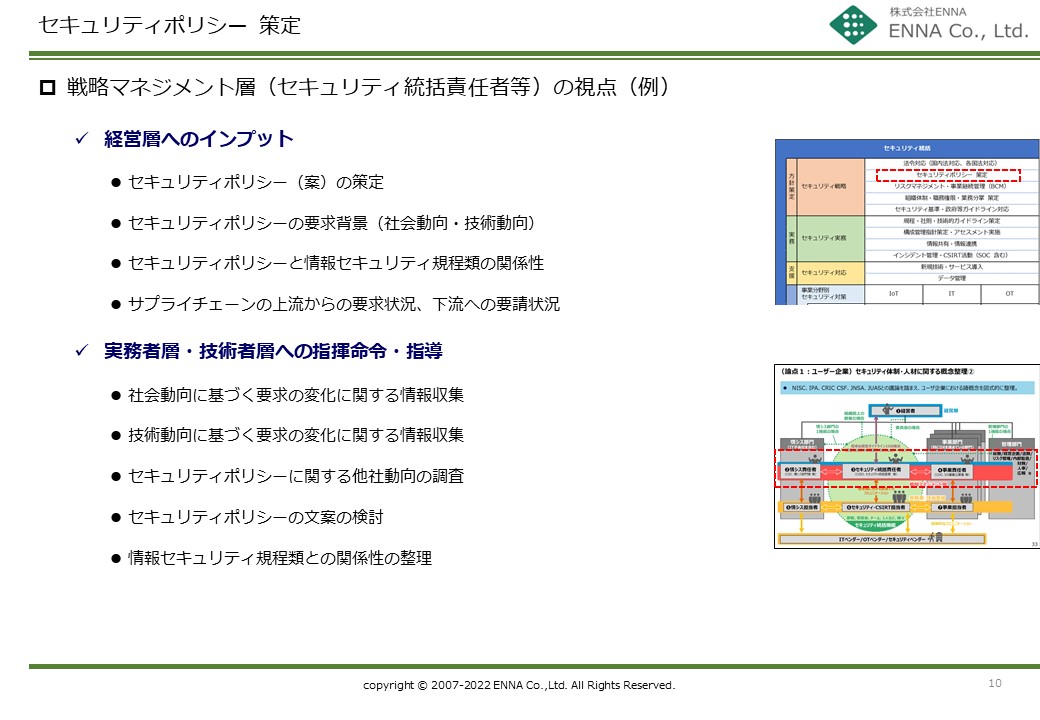 セキュリティ統括機能 セキュリティポリシー策定